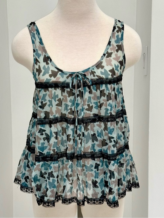 Kiki De Montparnasse Tops - Layered Babydoll top by KIKI DE MONTPARNASSE - Teal & Black Bird Print